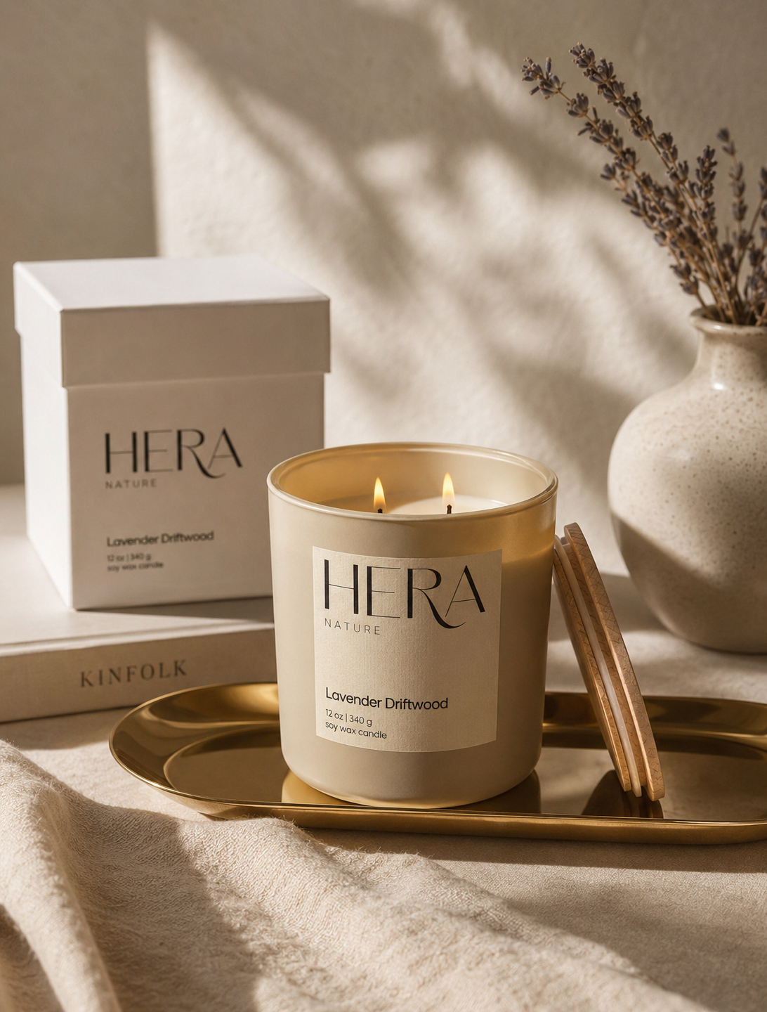 Lavender Driftwood Luxe Soy Candle, Cream