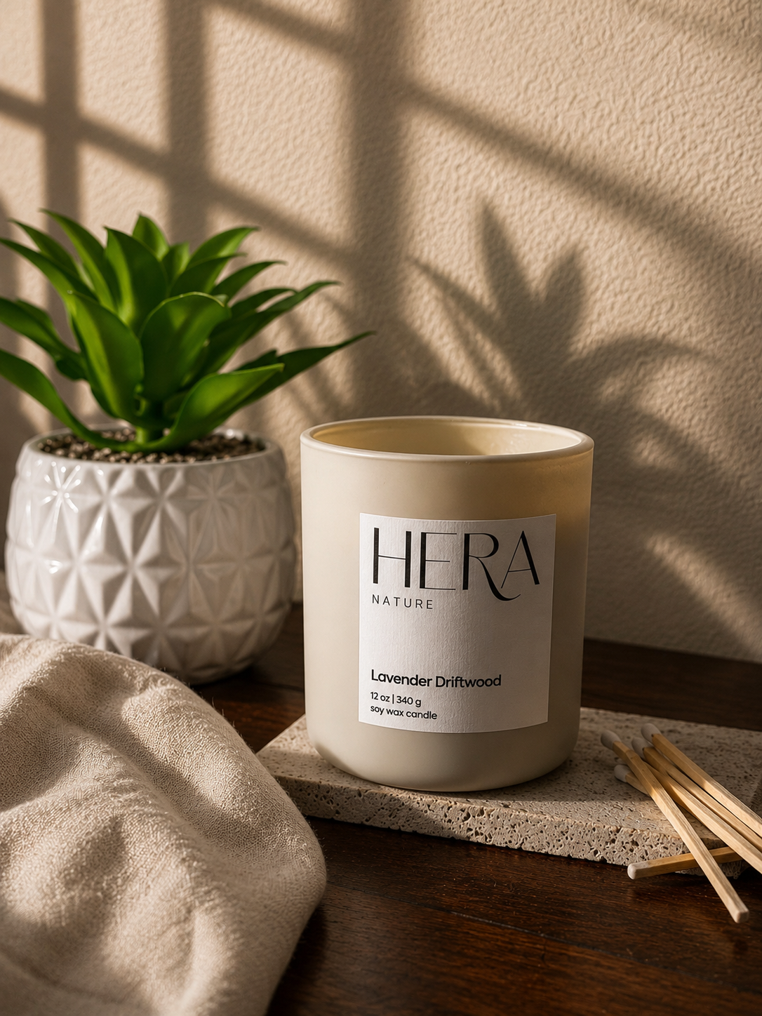 Lavender Driftwood Luxe Soy Candle, Cream