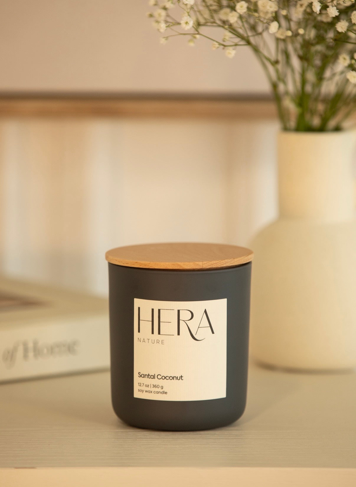 Santal + Coconut Luxe Soy Candle, Cream