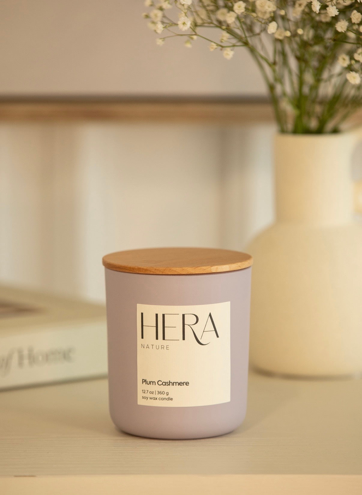 Plum Cashmere Luxe Soy Candle, Cream