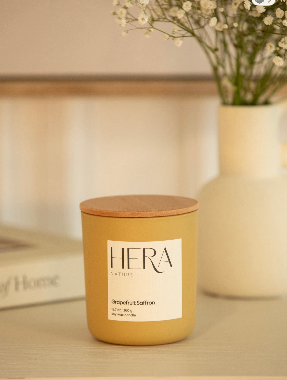 Grapefruit Saffron Luxe Soy Candle, Cream