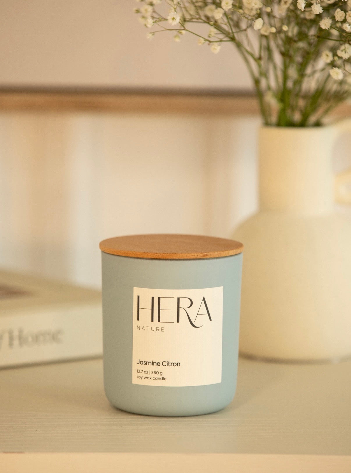 Jasmine Citron Luxe Soy Candle, Cream