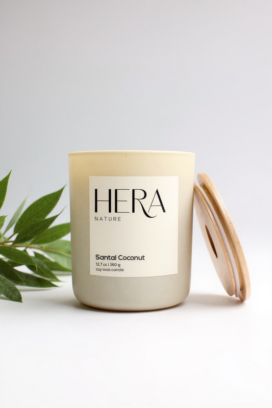 Santal + Coconut Luxe Soy Candle, Cream
