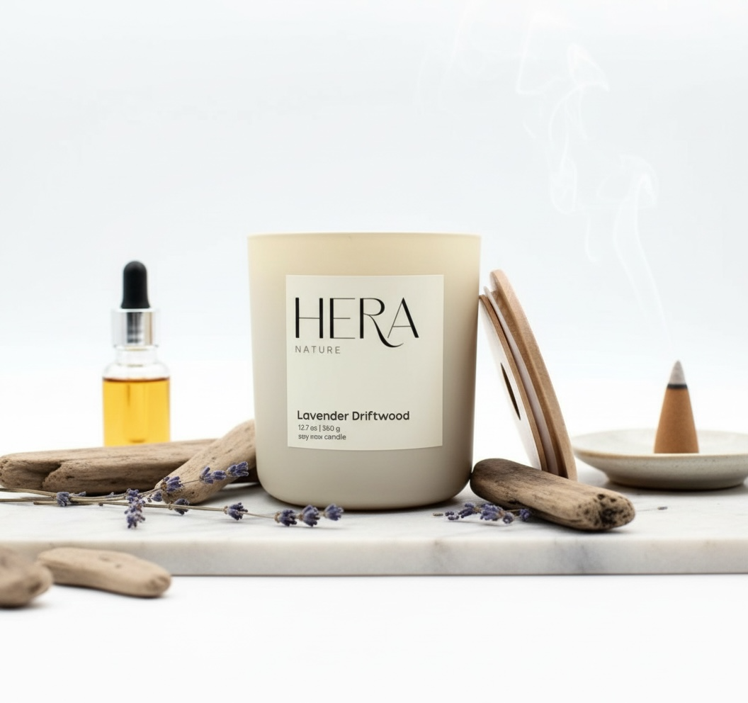Lavender Driftwood Luxe Soy Candle, Cream