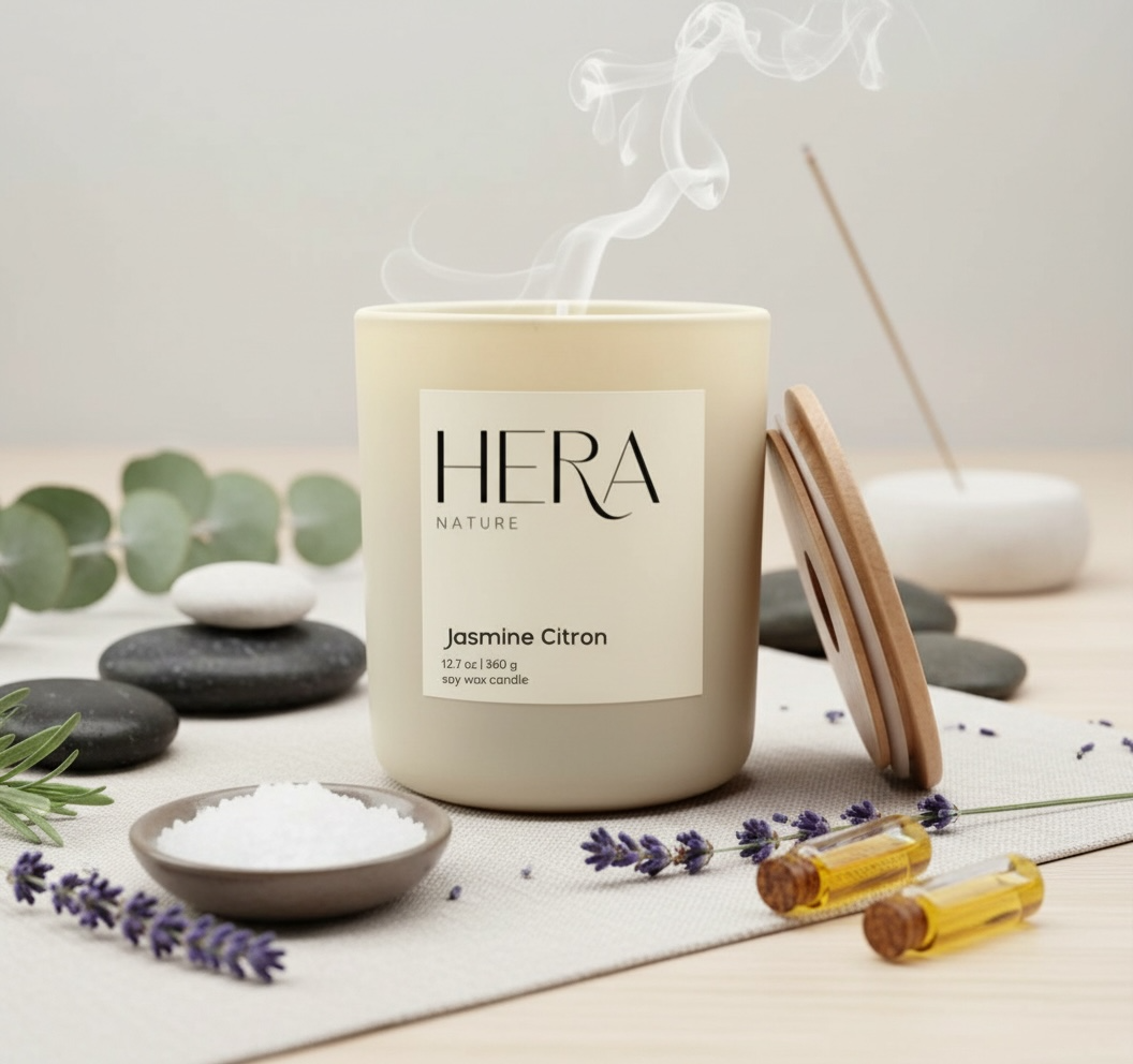 Jasmine Citron Luxe Soy Candle, Cream
