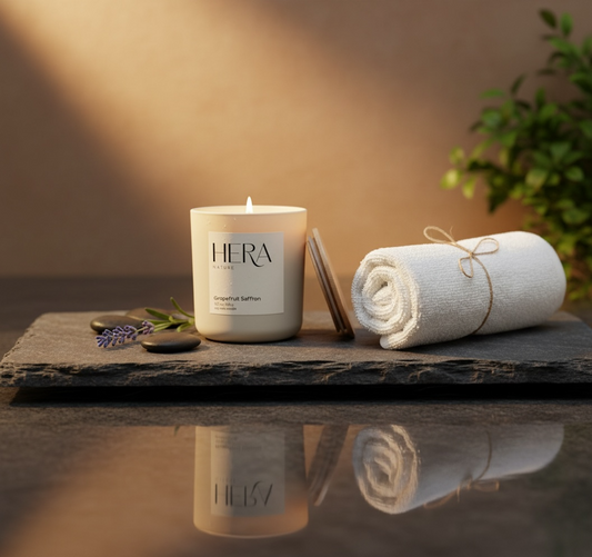 Grapefruit Saffron Luxe Soy Candle, Cream