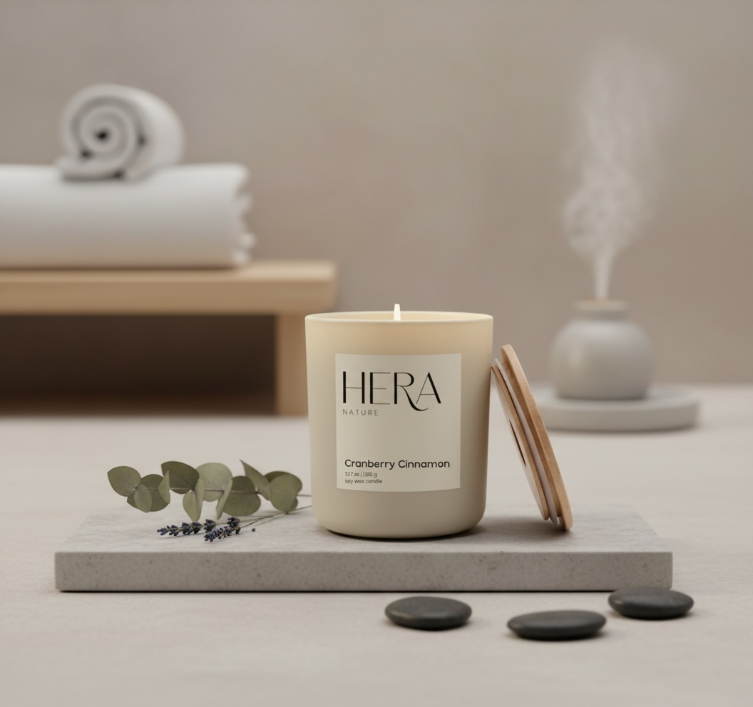 Cranberry Cinnamon Soy Candle, Cream